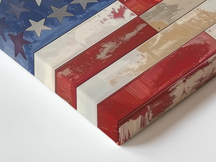Floral American Flag Canvas – Rustic Artistic Patriotic Wall Art - Gifitto