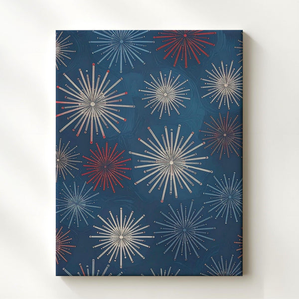 Firework Pattern Canvas – Patriotic Red, White & Blue Celebration Art - Gifitto