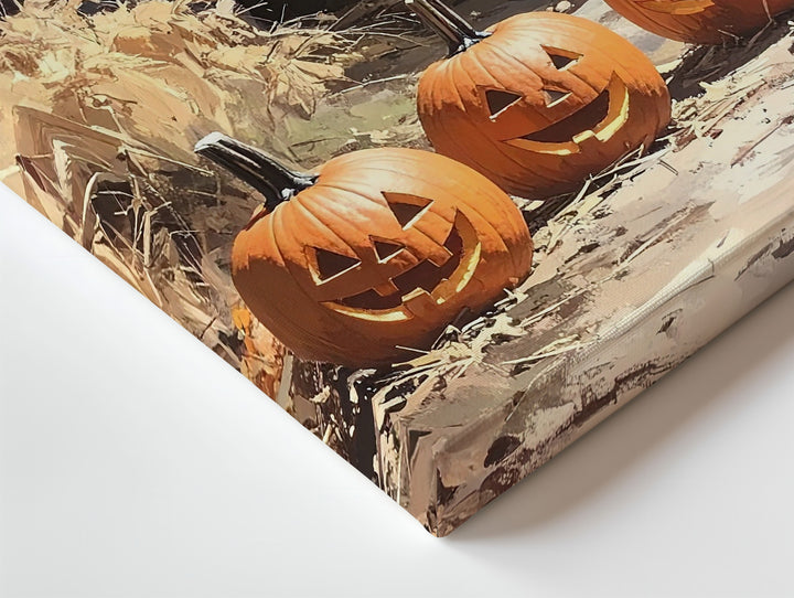 Barn Entrance Pumpkin Path Canvas – Rustic Halloween Mystery Wall Art - Gifitto