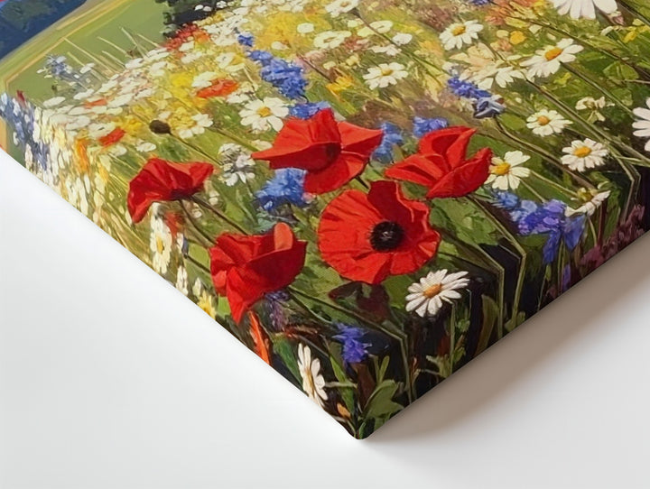 Rustic Flag & Wildflowers Canvas – Vintage Patriotic Nature Wall Art - Gifitto