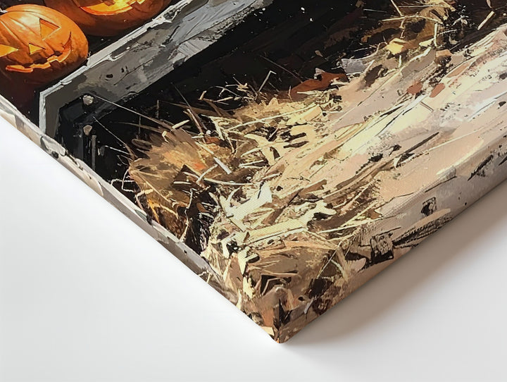 Rustic Barn Jack-o'-Lantern Canvas – Warm Halloween Glow & Wooden Interior Art - Gifitto
