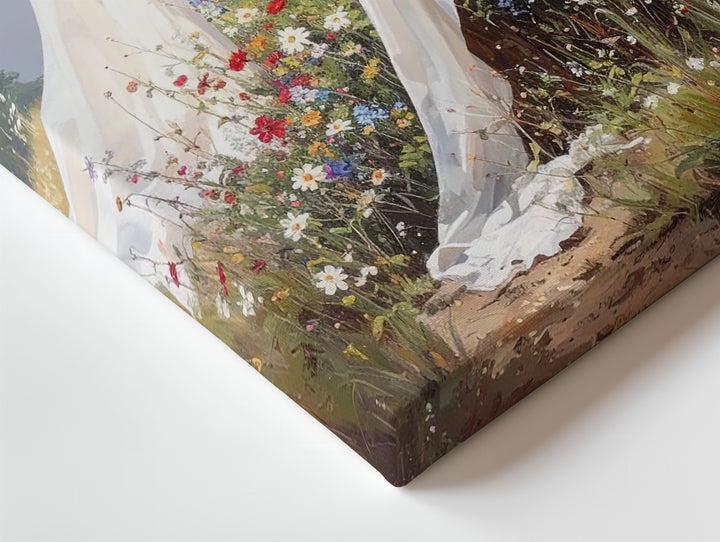 Rustic Cross in Wildflower Field Canvas – Symbol of Resurrection and Hope - Gifitto
