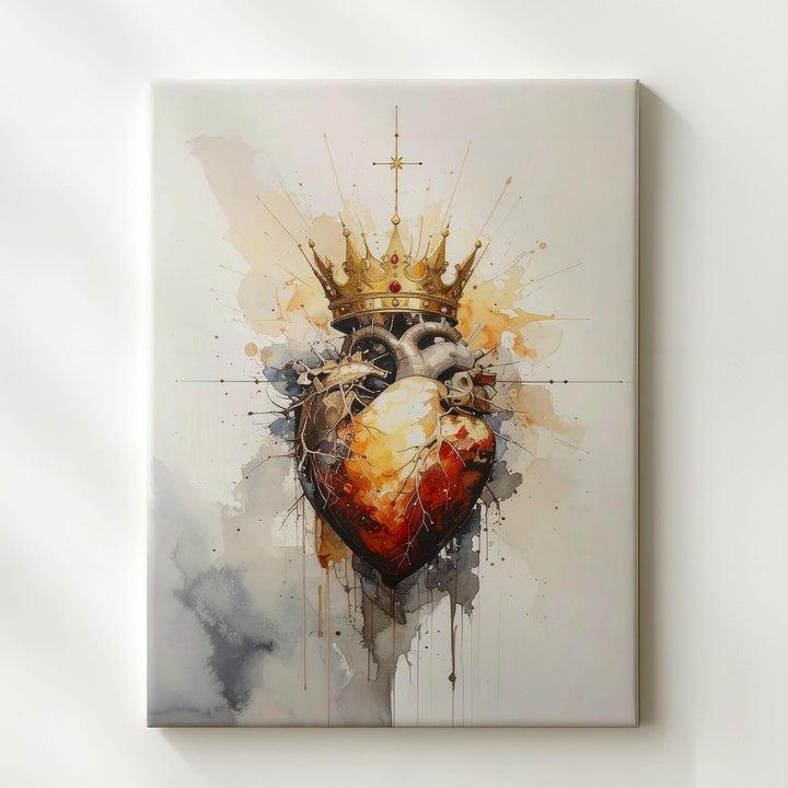 Sacred Heart of Jesus Canvas – Glowing Minimalist Divine Symbol Wall Art - Gifitto