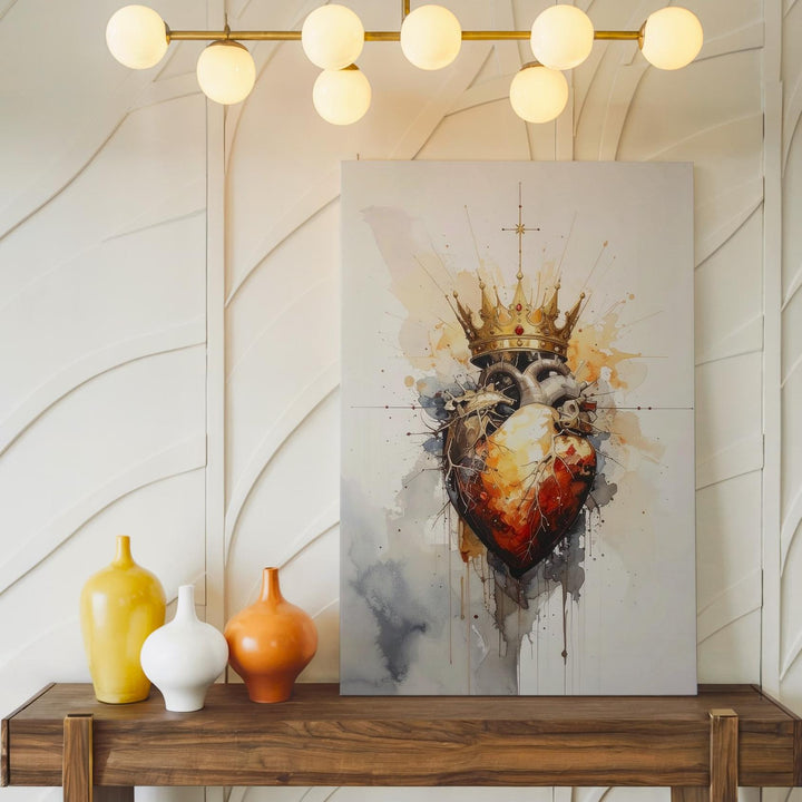 Sacred Heart of Jesus Canvas – Glowing Minimalist Divine Symbol Wall Art - Gifitto