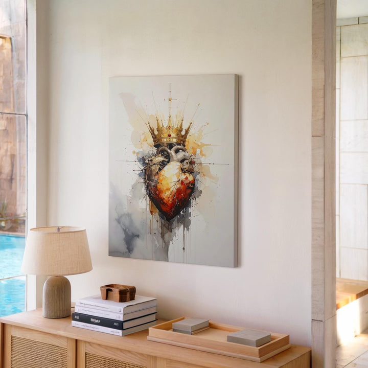 Sacred Heart of Jesus Canvas – Glowing Minimalist Divine Symbol Wall Art - Gifitto