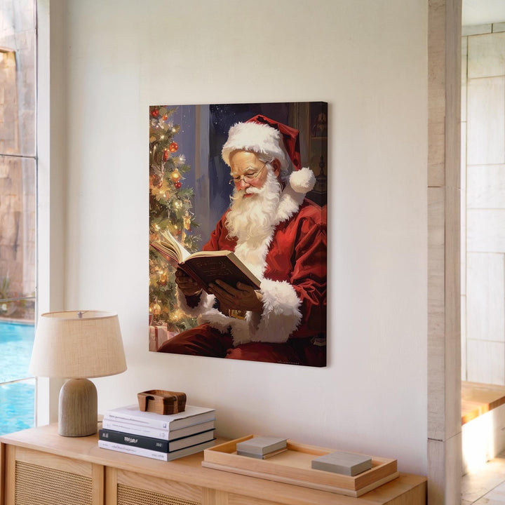 Santa’s Quiet Night Canvas – Warm Storytelling by Christmas Tree Wall Art - Gifitto