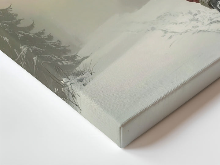 Santa Walking Through Snowy Forest Canvas – Magical Winter Journey Art - Gifitto