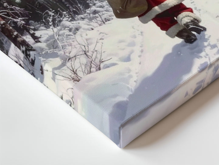 Santa’s Winter Journey Canvas – Mystical Pine Forest Gift Giving Scene - Gifitto