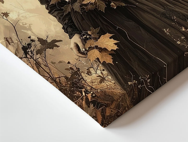Sepia Witch in Forest Canvas – Elegant Gothic Halloween Wall Art - Gifitto