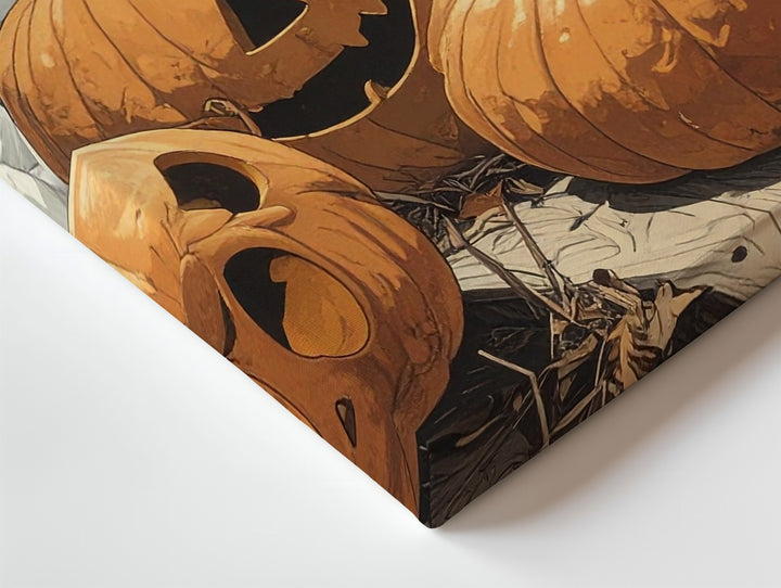 Playful Pumpkin Ghosts Canvas – Whimsical Halloween Indoor Art - Gifitto