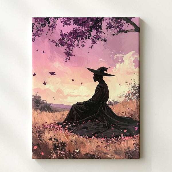 Lavender Witch in Field Canvas – Dreamy Autumn Magic Wall Art - Gifitto