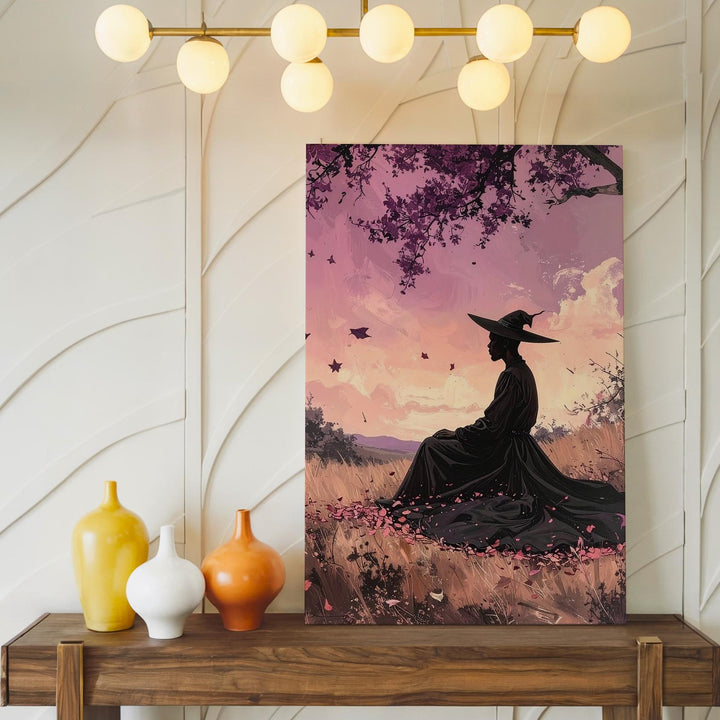 Lavender Witch in Field Canvas – Dreamy Autumn Magic Wall Art - Gifitto