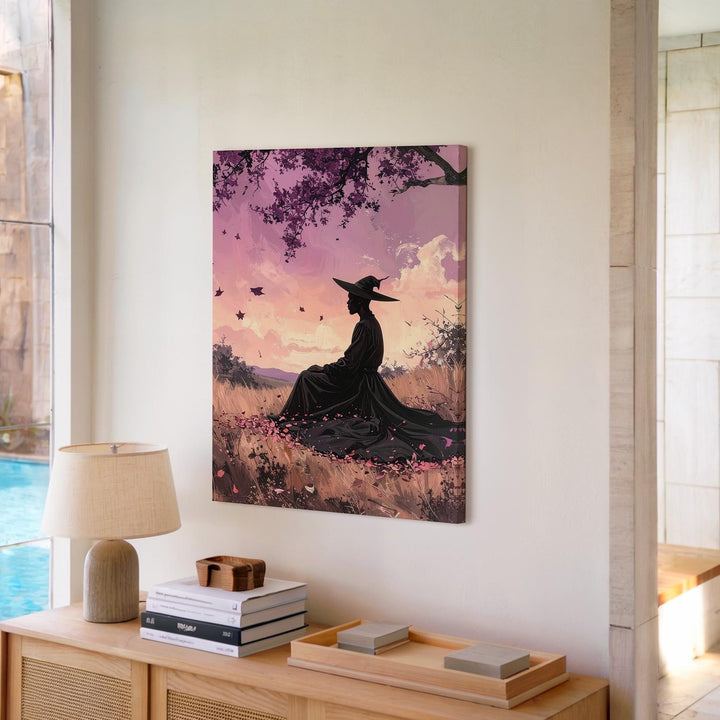 Lavender Witch in Field Canvas – Dreamy Autumn Magic Wall Art - Gifitto