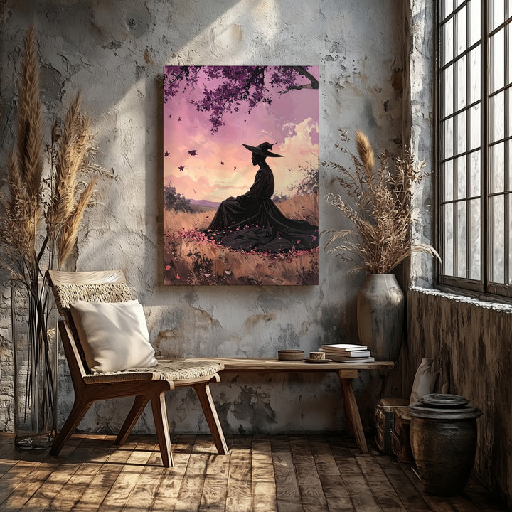 Lavender Witch in Field Canvas – Dreamy Autumn Magic Wall Art - Gifitto