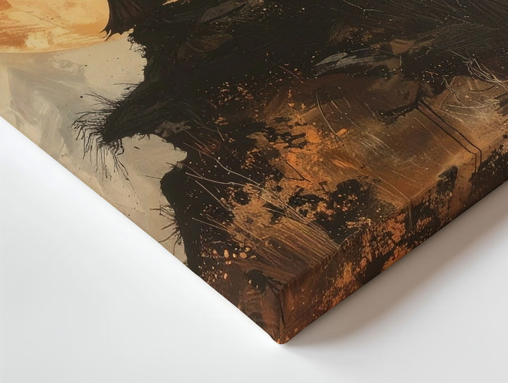 Lone Witch on Hill Canvas – Mystical Sepia Halloween Folklore Art - Gifitto