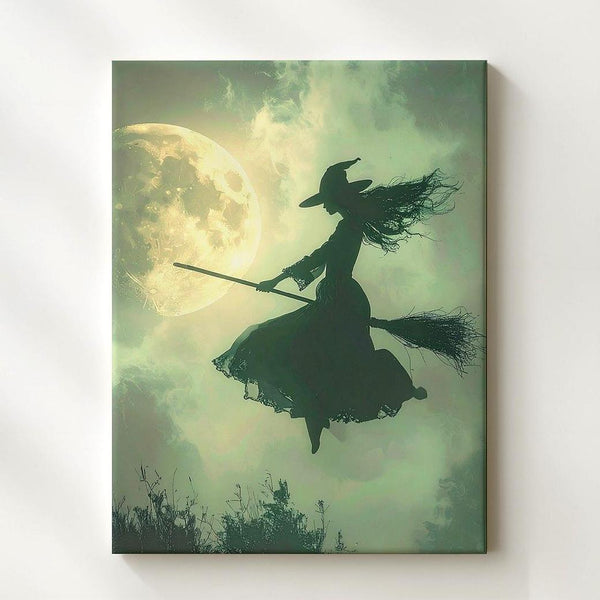 Witch Silhouette & Moon Canvas – Iconic Mystical Halloween Wall Art - Gifitto