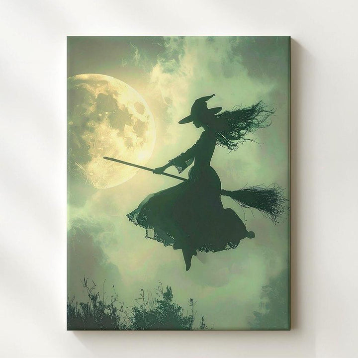 Witch Silhouette & Moon Canvas – Iconic Mystical Halloween Wall Art - Gifitto