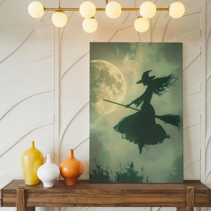 Witch Silhouette & Moon Canvas – Iconic Mystical Halloween Wall Art - Gifitto