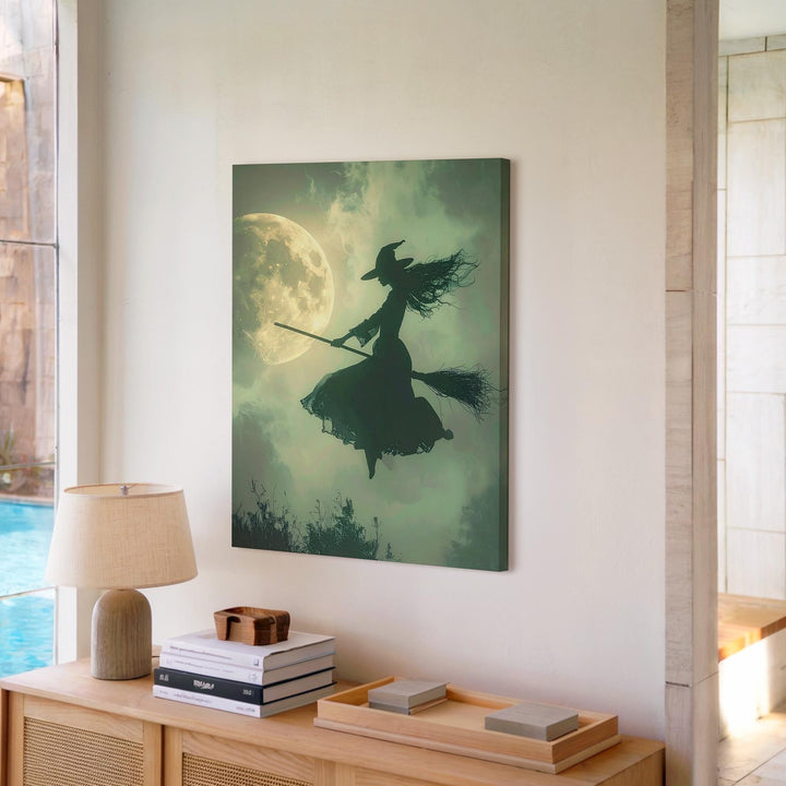 Witch Silhouette & Moon Canvas – Iconic Mystical Halloween Wall Art - Gifitto