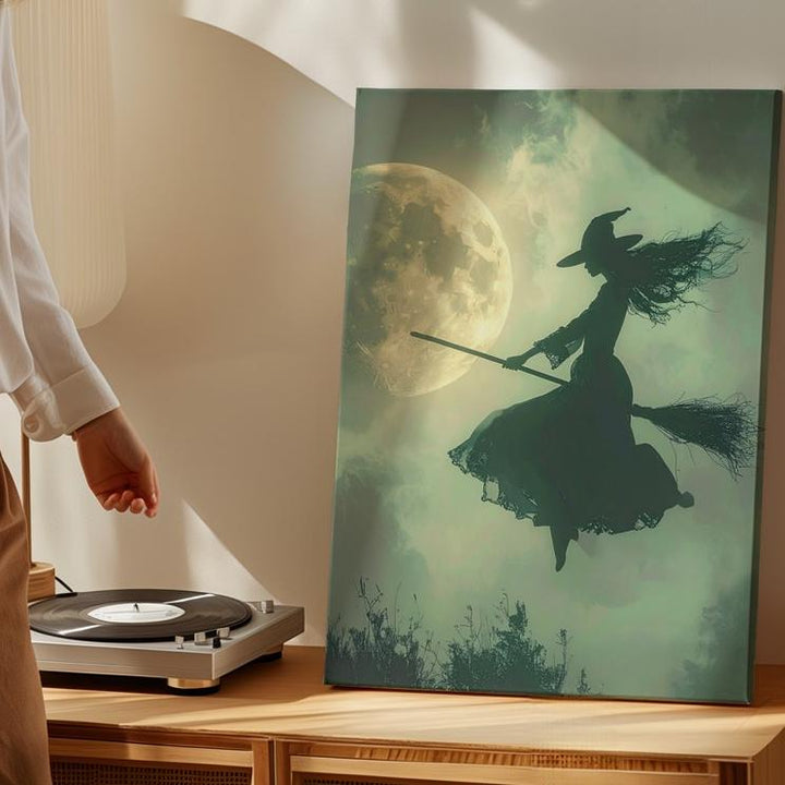 Witch Silhouette & Moon Canvas – Iconic Mystical Halloween Wall Art - Gifitto