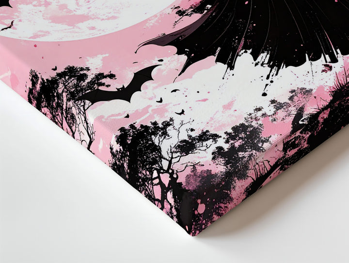 Minimalist Witch & Bats Canvas – Expressive Pastel Halloween Wall Art - Gifitto