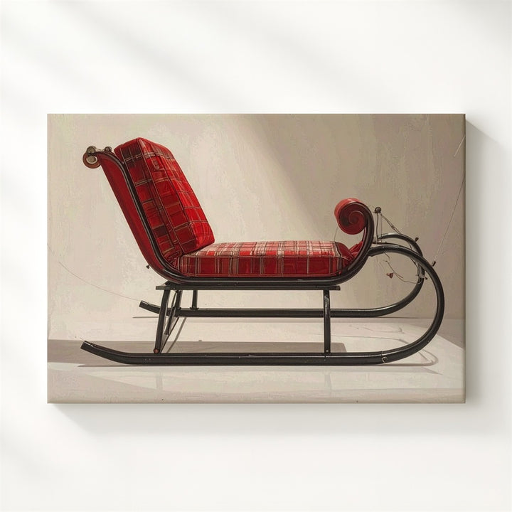 Classic Red Sleigh Canvas – Minimalist Vintage Christmas Art - Gifitto