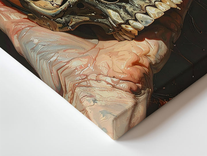 Skull in Hand Canvas – Dramatic Mortality & Shakespearean Symbolism Wall Art - Gifitto