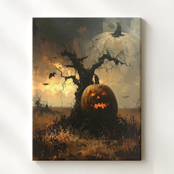 Post-Apocalyptic Jack-O’-Lantern Canvas – Folk Horror Halloween Art - Gifitto