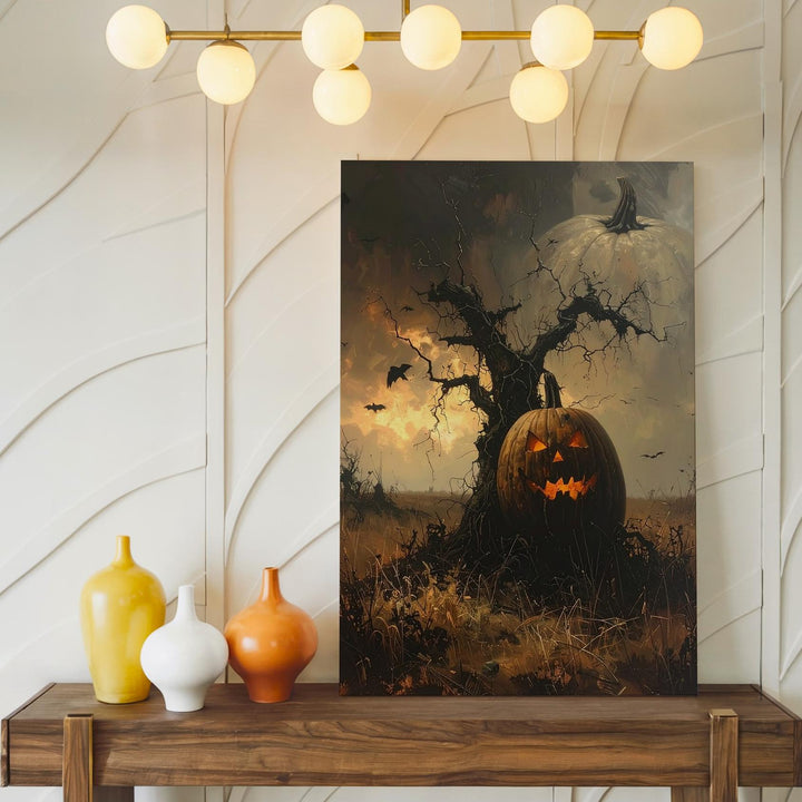 Post-Apocalyptic Jack-O’-Lantern Canvas – Folk Horror Halloween Art - Gifitto