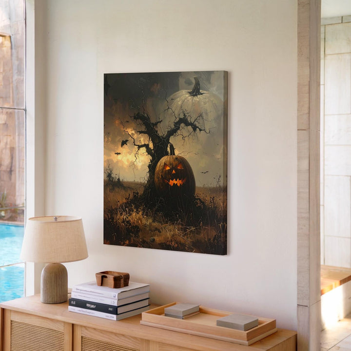 Post-Apocalyptic Jack-O’-Lantern Canvas – Folk Horror Halloween Art - Gifitto