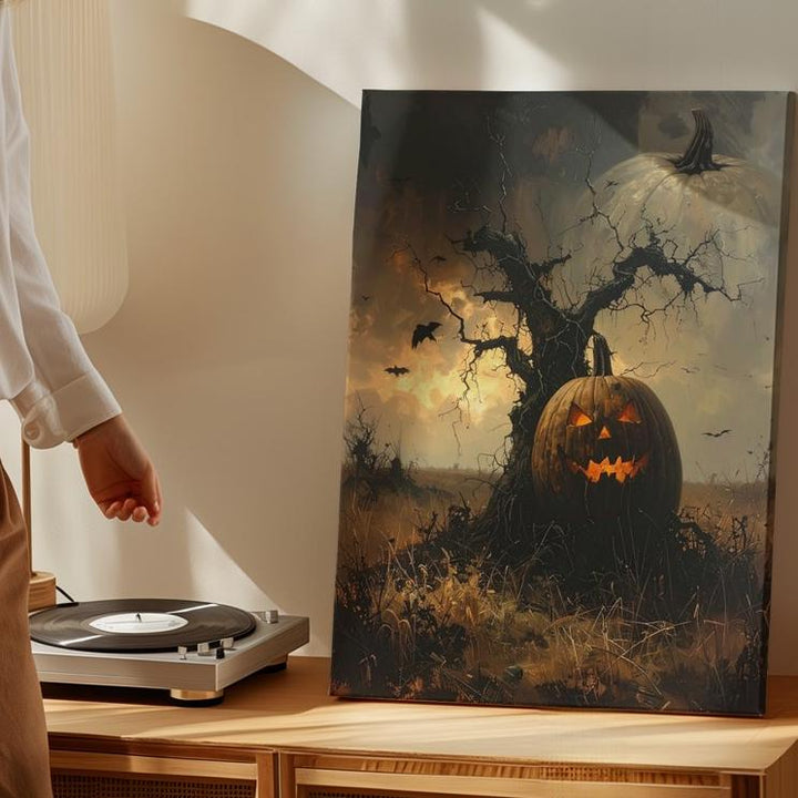 Post-Apocalyptic Jack-O’-Lantern Canvas – Folk Horror Halloween Art - Gifitto