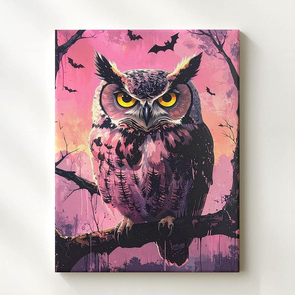Nocturnal Owl Canvas – Halloween Mystery with Glowing Eyes Art - Gifitto