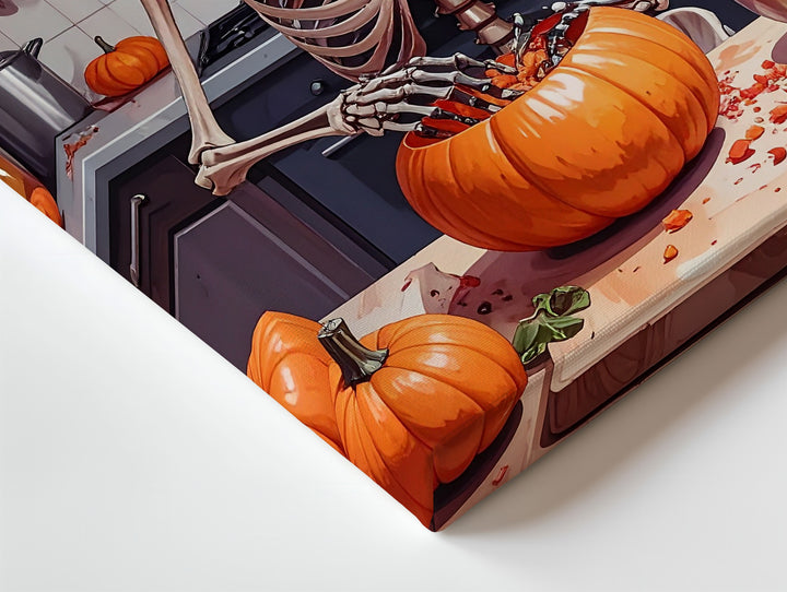 Skeleton Chef Canvas – Pink Hat & Spooky Culinary Humor Art - Gifitto
