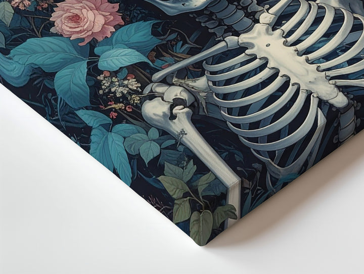 Botanical Skeleton Canvas – Romantic Floral Death & Rebirth Wall Art - Gifitto