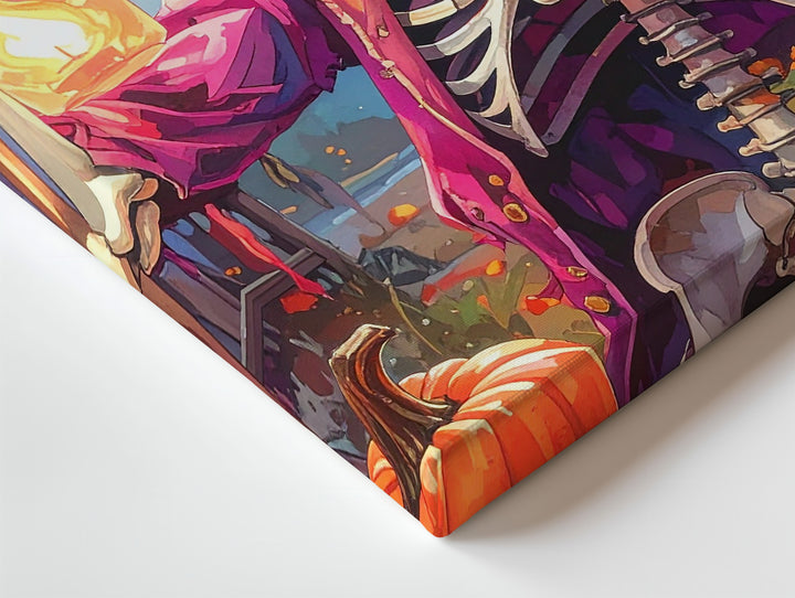 Fuchsia Cowboy Skeleton Canvas – Western Halloween Lantern Art - Gifitto