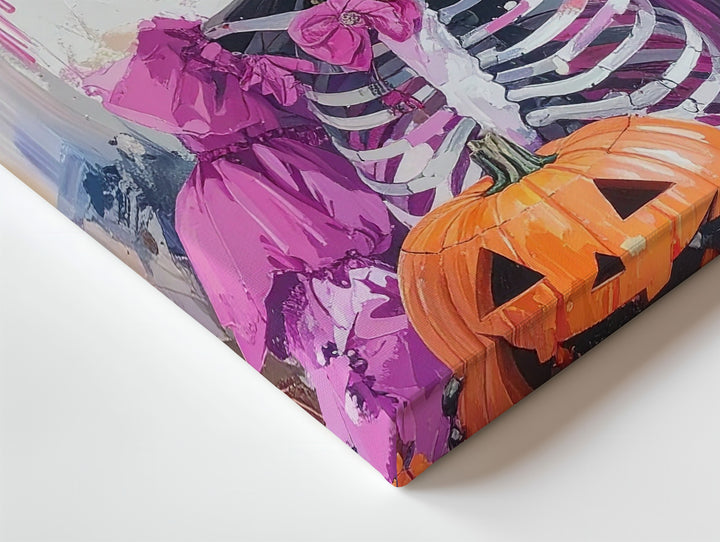 Flamboyant Skeleton Canvas – Pink Hat & Día de los Muertos Celebration Art - Gifitto
