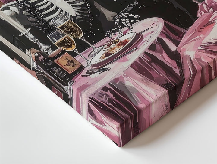 Lavish Skeleton Toast Canvas – Champagne & Elegant Afterlife Celebration Art - Gifitto
