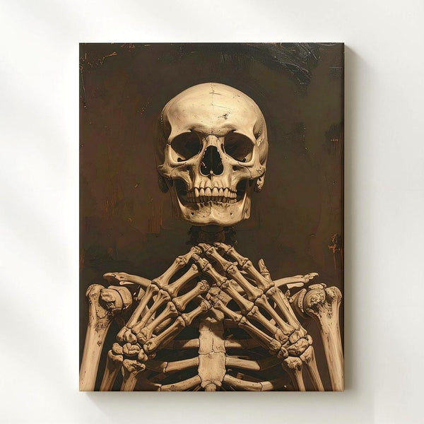 Silent Skeleton Canvas – Minimalist Anatomical Portrait of Secrecy & Stillness - Gifitto
