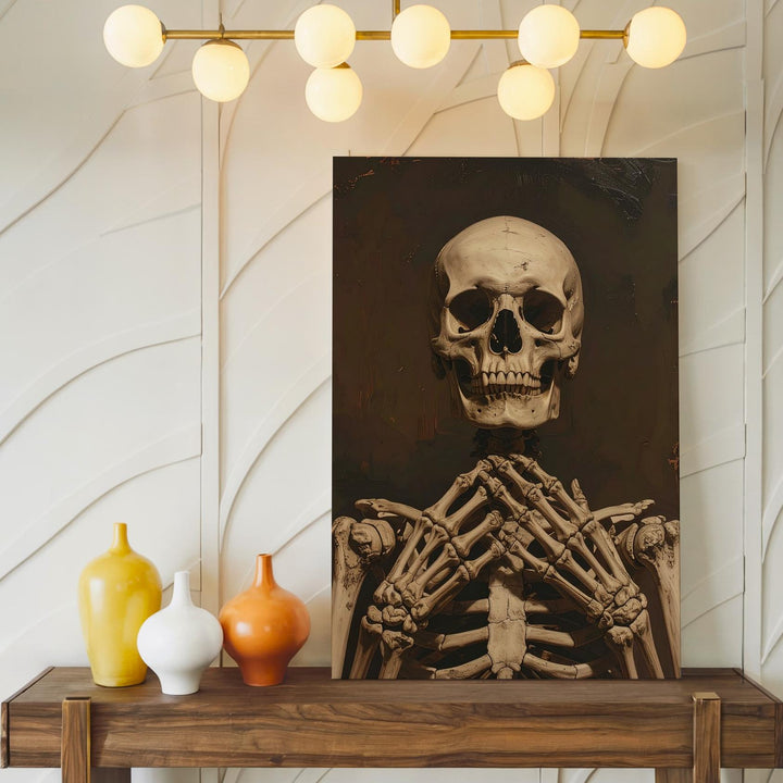 Silent Skeleton Canvas – Minimalist Anatomical Portrait of Secrecy & Stillness - Gifitto