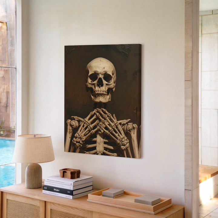 Silent Skeleton Canvas – Minimalist Anatomical Portrait of Secrecy & Stillness - Gifitto