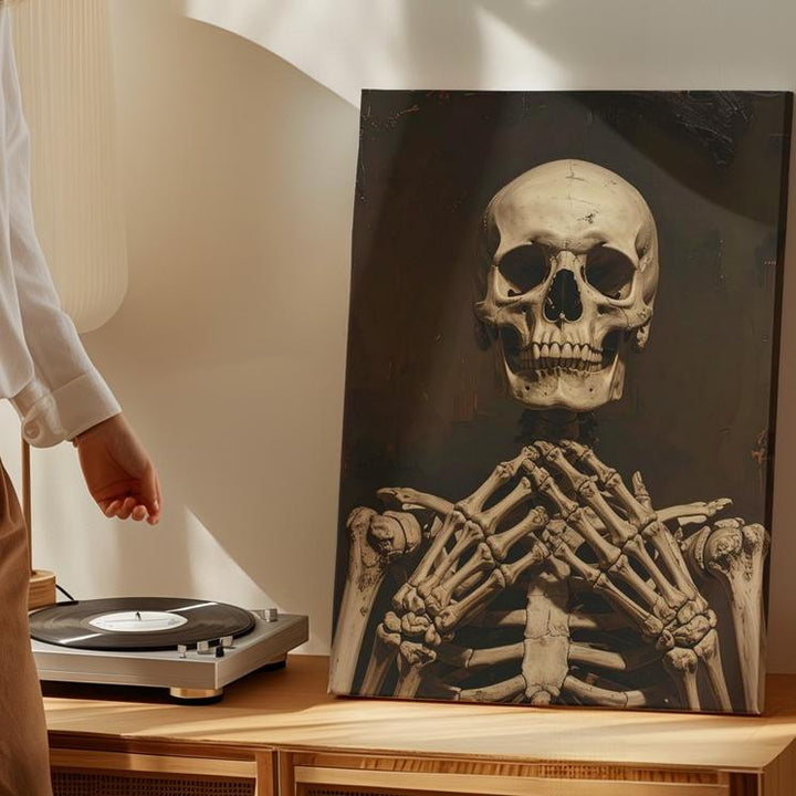 Silent Skeleton Canvas – Minimalist Anatomical Portrait of Secrecy & Stillness - Gifitto