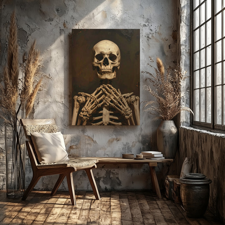 Silent Skeleton Canvas – Minimalist Anatomical Portrait of Secrecy & Stillness - Gifitto