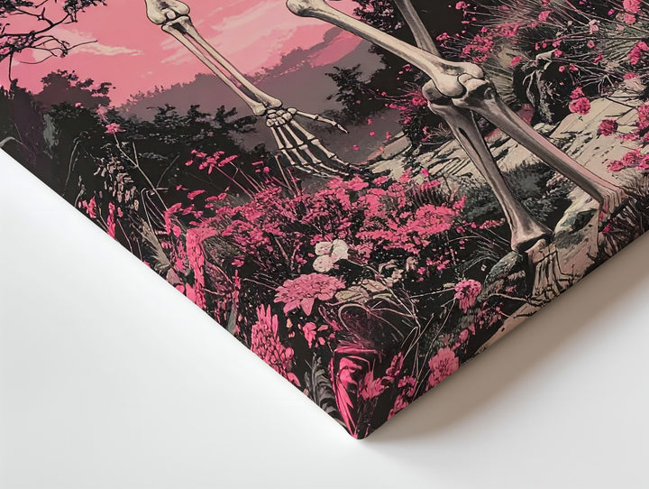 Pink Gothic Skeleton Canvas – Surreal Forest Fantasy Wall Art - Gifitto