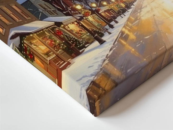 Christmas Small Town Canvas – Festive Main Street at Dusk - Gifitto