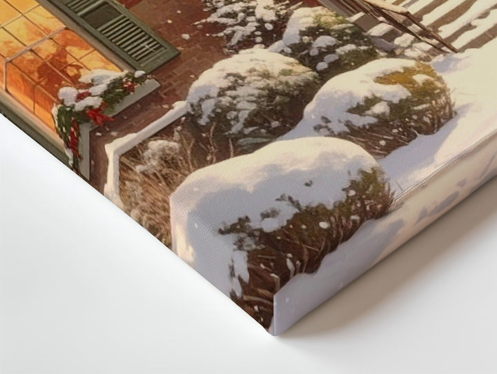 Cozy Winter Cottage Canvas – Snowy Night with Warm Glowing Windows - Gifitto