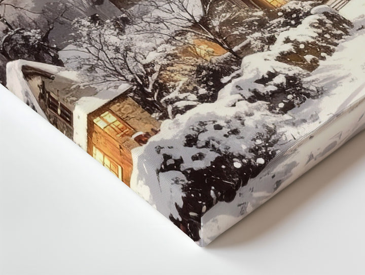 Snowy Churchyard Christmas Canvas – Sacred Winter Night Scene - Gifitto