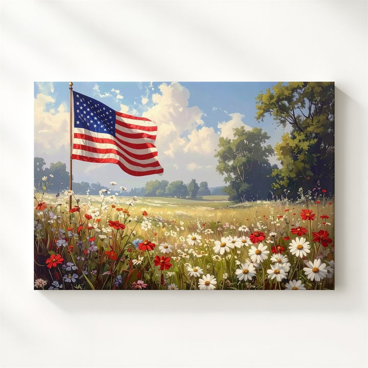 Pastel Wildflower Field Canvas – Serene Flag & Summer Calm Wall Art - Gifitto