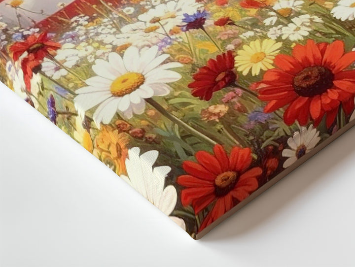 Meadow & Flag Overlay Canvas – Dreamy Patriotic Wildflower Landscape Art - Gifitto