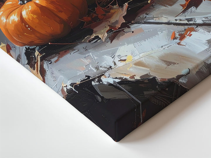 Warm Autumn Still Life Canvas – Candles, Pumpkins & Rustic Table Decor - Gifitto