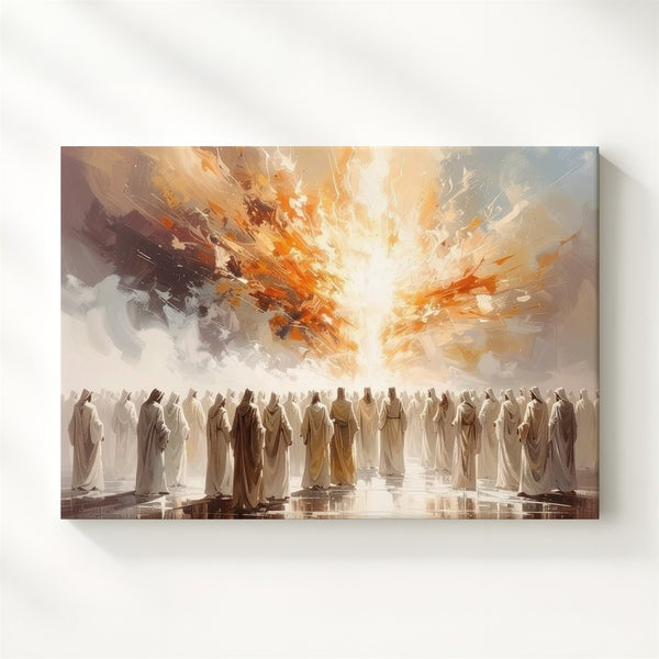 Pentecost Flame Canvas – Abstract Celestial Descent of Holy Presence - Gifitto